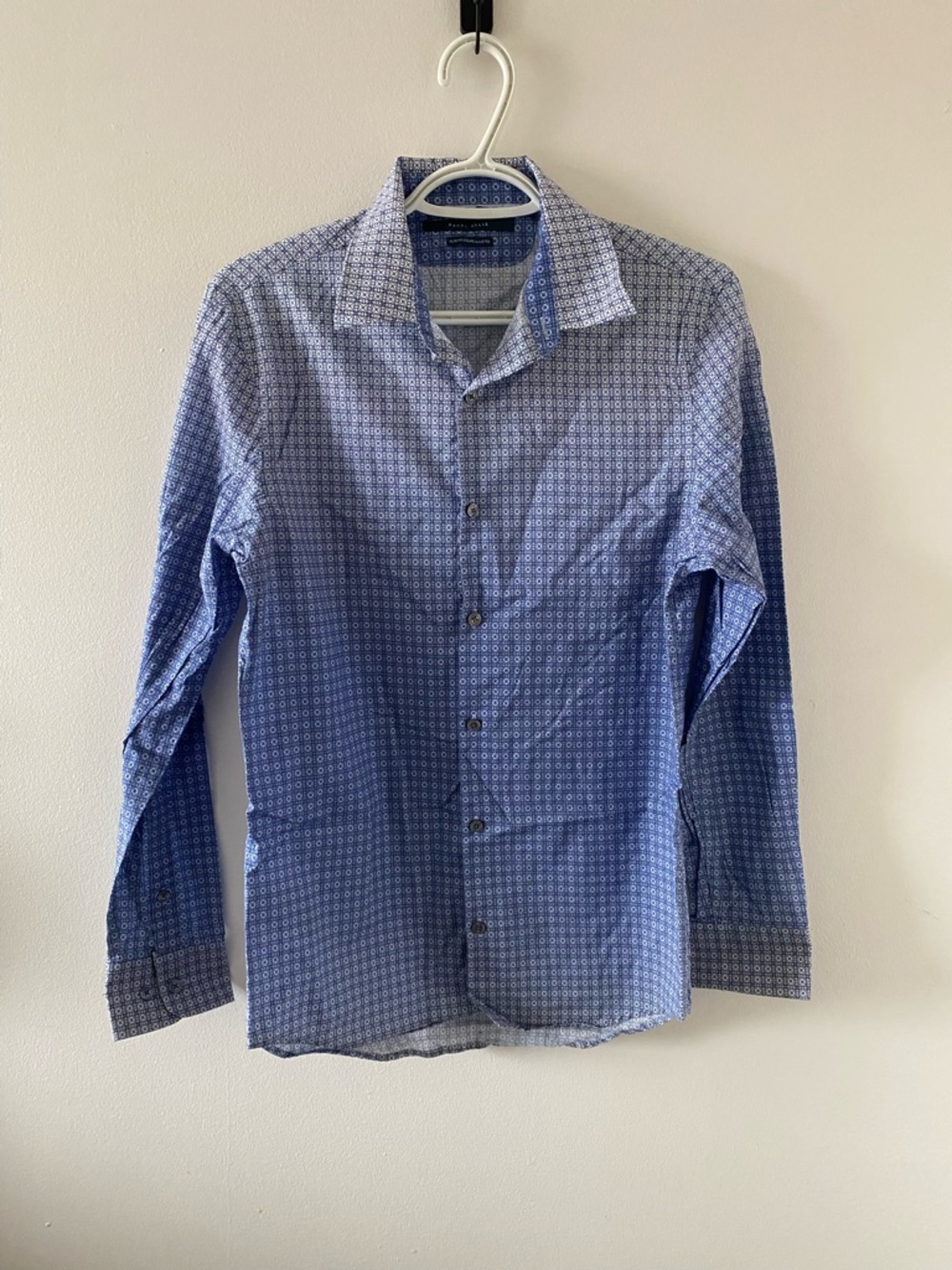 Perry Ellis Blue Geometric Print Dress Shirt - Picture 1 of 8